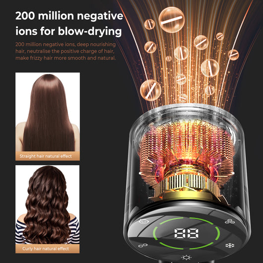 Black and gold high-power hair dryer with digital display, concentrator, and diffuser nozzles. - Image 17