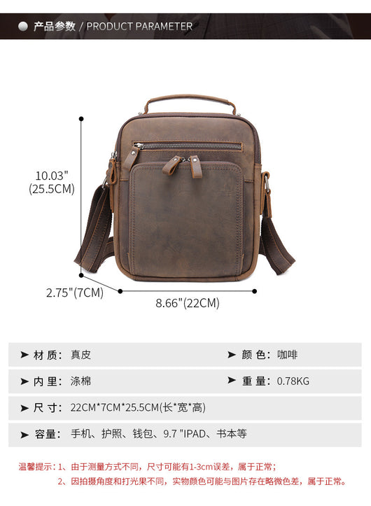 Bolsa Mensajero de Cuero Genuino Vintage Estilo Caballo Loco - Image 17