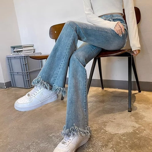 Pantalones Acampanados Desgastados en Tonos Claros para Mujer - Image 13