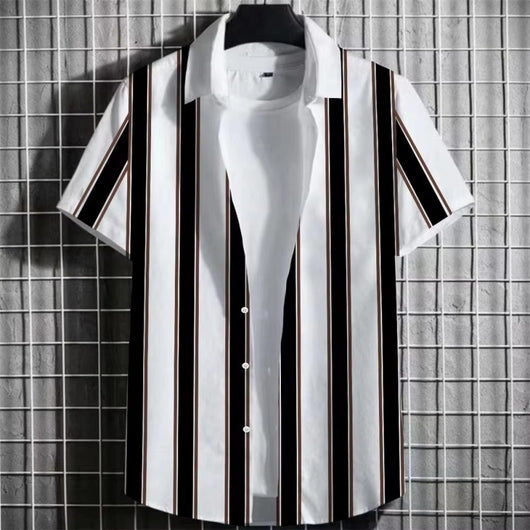 Playera Hombre Rayas Estampado 3D Manga Corta - Image 17