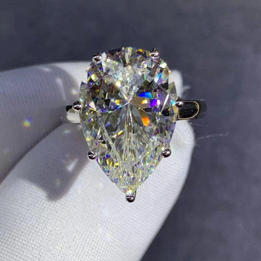 Anillo de Diamante Talla Gota en Circón Amarillo de Alto Carbono - Image 39