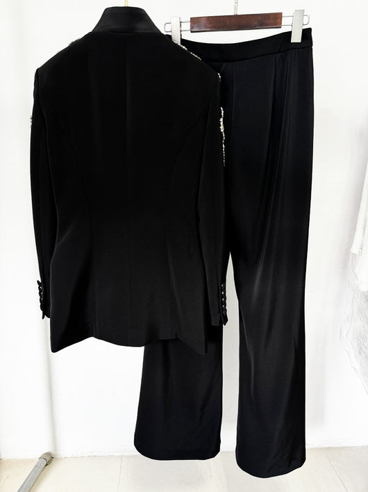 Traje Elegante con Blazer de Strass y Pantalón Dividido - Image 14