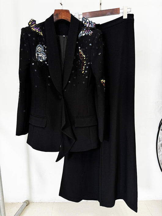 Conjunto de Traje con Mariposas 3D y Cristales Brillantes para Mujer - Image 11
