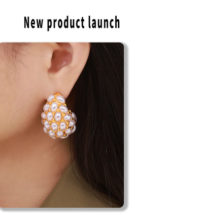 Aretes Retro Vintage con Perla Artificial Incrustada - Diseño Gota Europeo - Image 10