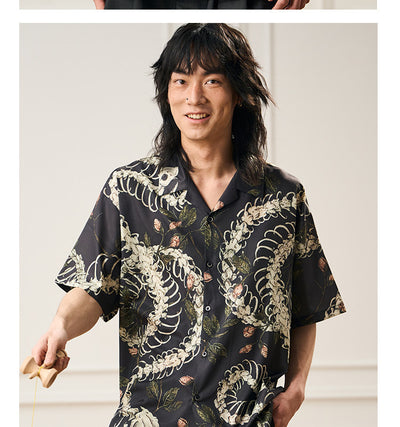 Camisa Cubana de Manga Corta con Patrón de Hueso de Serpiente - Diseño Original - Image 13