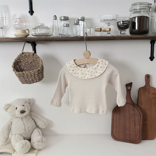Blusa Infantil de Manga Larga con Cuello Volante y Estampado Floral - Image 10