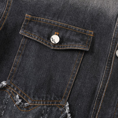 Chaqueta Denim Vintage Destruida Estilo Retro Americano - Image 24