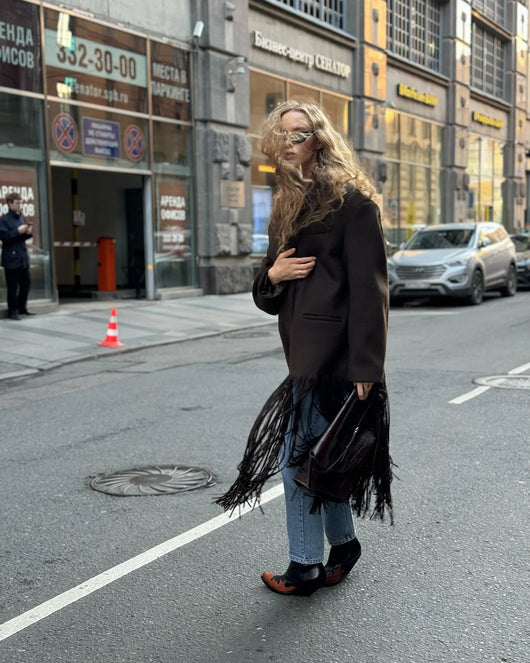 Abrigo de Lana con Flecos para Mujer - Estilo Urbano - Image 26