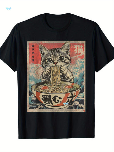 Playera Kawaii Gato Ramen Anime para Hombre - Image 18