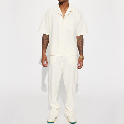 Traje Casual Suelto con Solapas Anchas y Pantalón Corto para Hombre - Image 16