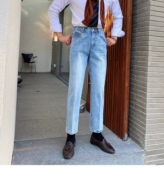 Jeans Slim Fit Estilo Retro Británico para Hombre - Image 105