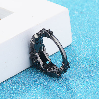 Anillo Punk Chapado en Oro Negro con Circón Negro Incrustado - Image 11