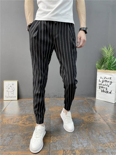 Pantalones Casuales Slim Fit Hombre con Rayas Verticales para Primavera y Verano - Image 39