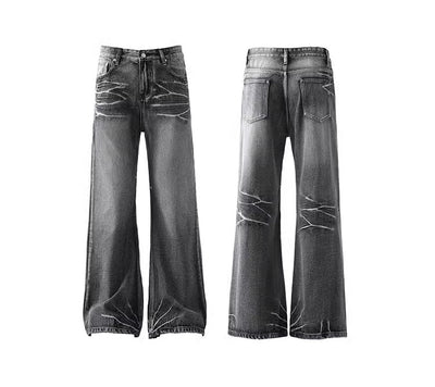 Jeans Micro Acampanados Desgastados con Efecto Rayo - Image 17