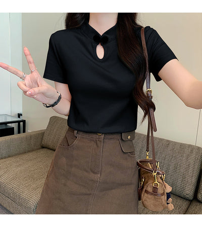 Camiseta de Estilo Chino con Botones de Rana - Manga Corta Verano - Image 31