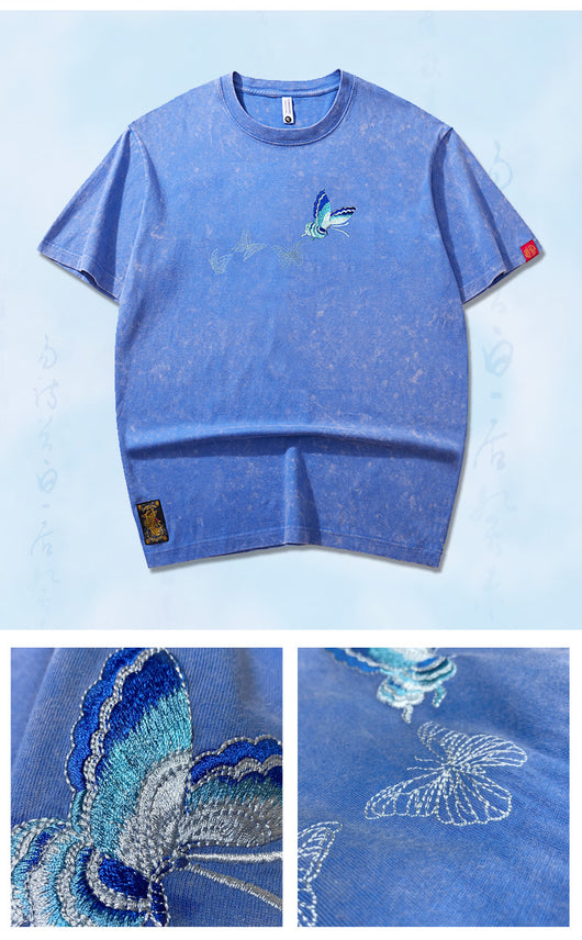 Playera Cuello Redondo Manga Corta con Bordado de Mariposa para Hombre - Image 17
