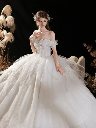 Vestido de Novia Blanco Marfil con Cielo Estrellado y Falda Voluminosa Estilizadora - Image 16