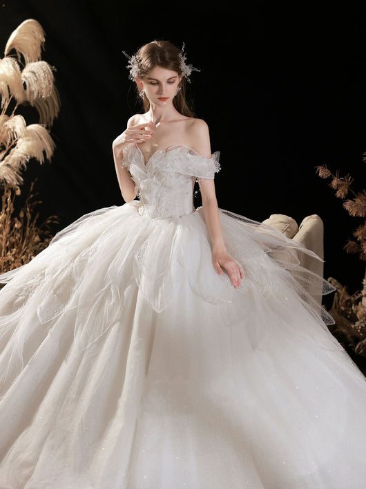 Vestido de Novia Blanco Marfil con Cielo Estrellado y Falda Voluminosa Estilizadora - Image 16