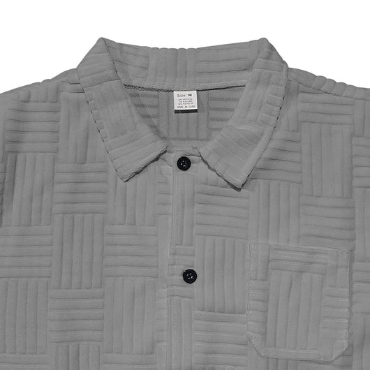 Camisa Casual Jacquard con Solapa y Botones - Conjunto Elegante para Hombre - Image 68