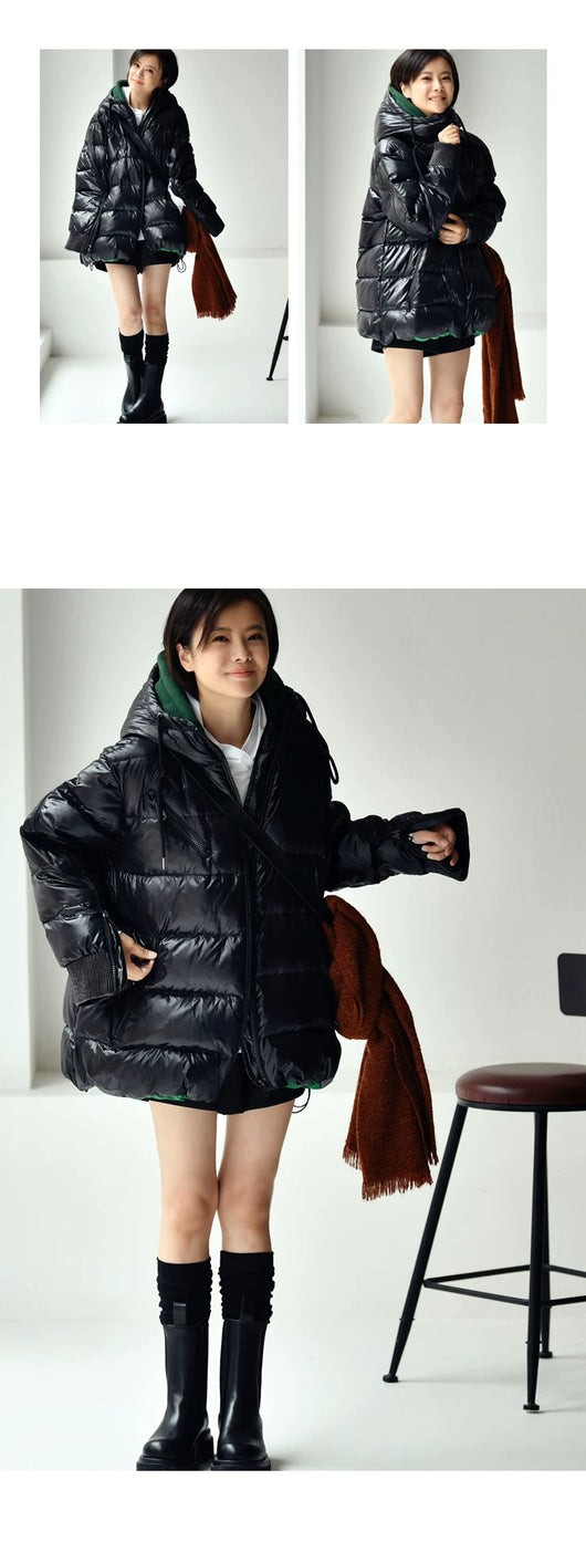 Chaqueta Acolchada Oversized con Costuras de Contraste y Capucha - Image 13