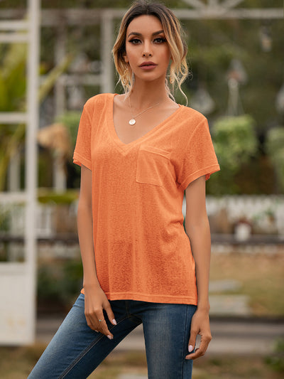 Blusa Casual Holgada con Escote en V y Bolsillos - Image 33
