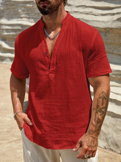 Camisa Casual de Manga Corta con Cuello Parado - Transpirable y Versátil - Image 65