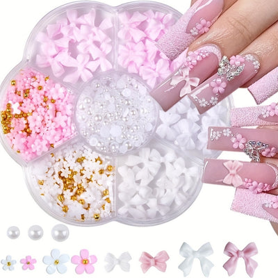Adornos de Uñas de Resina Perla con Moño Mixto - Image 17