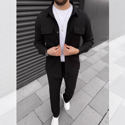 Traje Casual de Pana para Hombre - Camisa y Pantalón Coordinado - Image 19