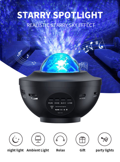 Lámpara Proyector Cielo Estrellado con Ondas de Agua, Bluetooth y Luz Láser Atmosférica - Image 15