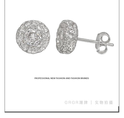 Aretes de Plata Esterlina 925 con Diamante Texturizado para Hombre - Image 14