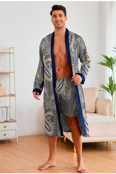 Bata Estampada para Hombre con Mangas Largas y Pantalón Corto - Image 51