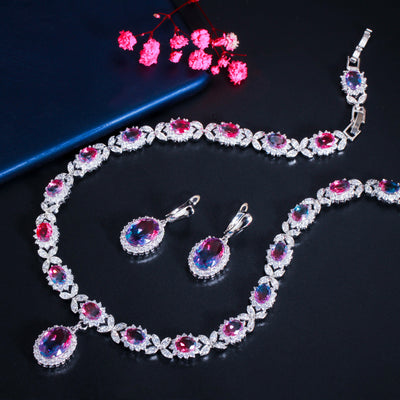 Conjunto de Aretes, Collar y Pulsera con Piedras de Zircón Degradado - Image 7