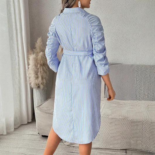 Blusa Maternal a Rayas con Solapa y Botones - Casual y Cómoda - Image 10