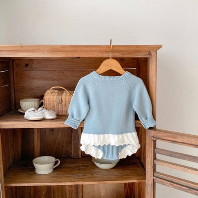 Conjunto de Crochet para Bebé Niña - Blusa Manga Larga y Pantalón Acampanado de Algodón - Image 48