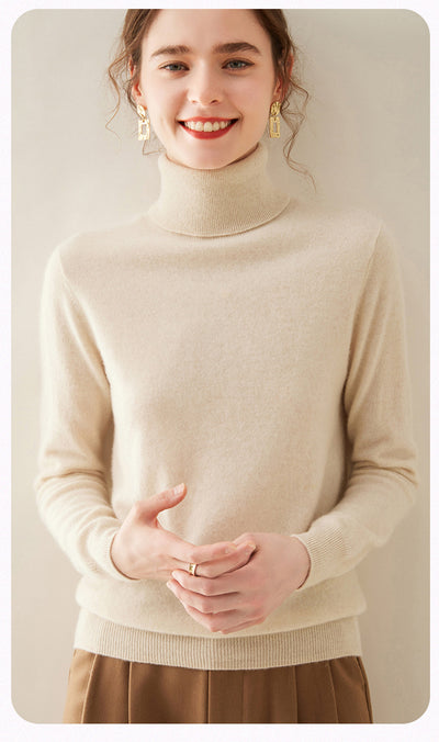 Suéter Cuello Alto de Cachemira Pura para Mujer - Image 39