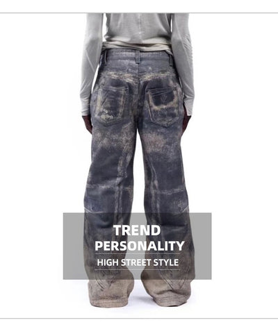 Jeans Rectos Lavados con Patrón Distressed en Tonos Neutros - Image 22