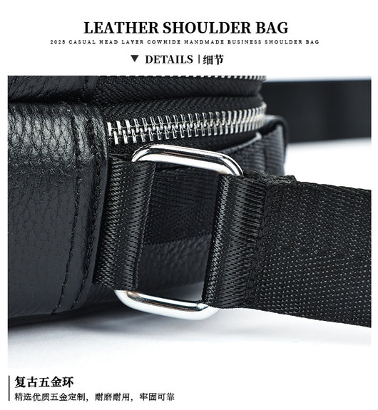 Bolso Bandolera de Cuero Genuino Primera Capa para Hombre - Image 9