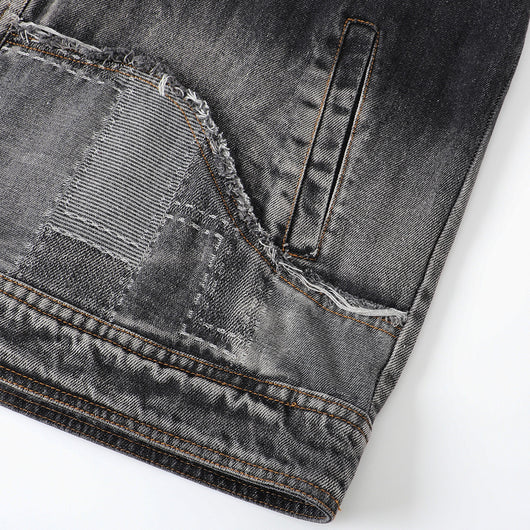 Chaqueta Denim Vintage Destruida Estilo Retro Americano - Image 16