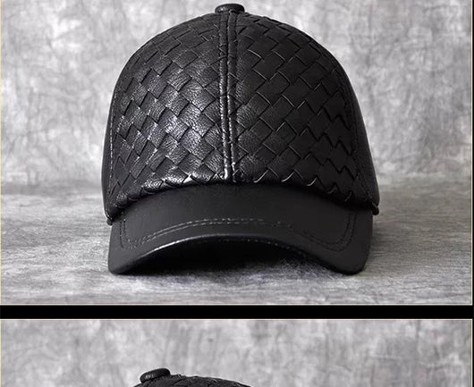 Gorra de Beisbol Invierno Cuero Genuino Piel de Cabra para Hombre - Image 32
