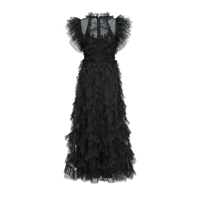 Vestido Elegante sin Mangas con Cuello Tortuga y Falda Tableada Bordada - Image 55