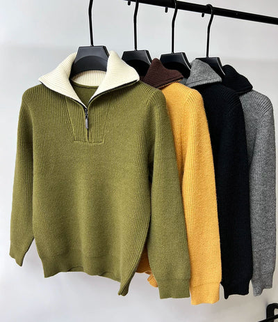 Suéter Abrigo Hombre Invierno Cuello Solapa Alto - Image 20
