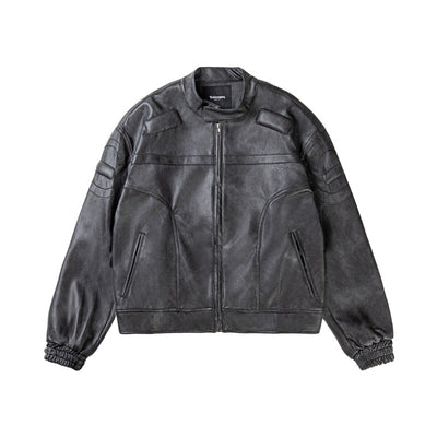 Chaqueta Motociclista de Cuero PU con Efecto Mármol y Cuello Alzado - Image 22