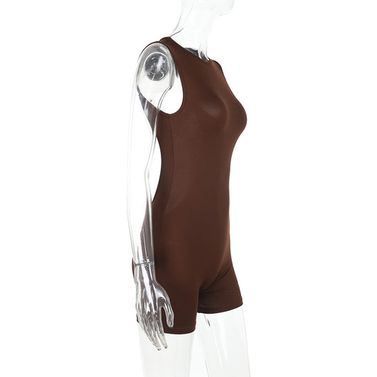 Jumpsuit Deportivo Espalda Descubierta Ajustado en Colores Sólidos - Image 10