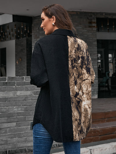 Blusa Suelta Estampado Leopardo Manga Larga Bicolor para Mujer - Image 7