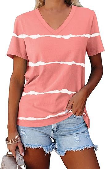 Blusa Casual a Rayas con Cuello en V y Manga Corta - Image 22