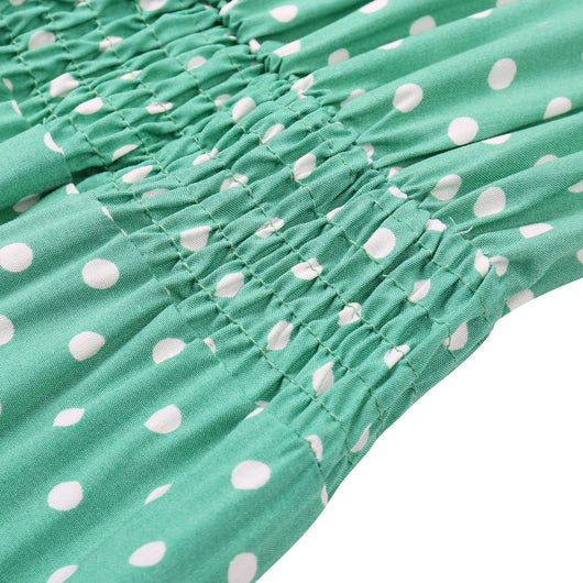 Vestido de Verano Lunares Verde Chifón Europeo - Image 42