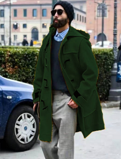 Abrigo Trinchera de Lana Retro con Botones Cuerno para Hombre - Image 11