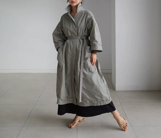 Abrigo Largo Tipo Gabardina para Mujer Talla Grande - Primavera y Otoño - Image 12