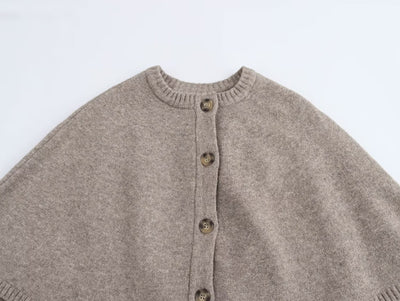 Abrigo Tejido Estilo Capa con Cuello Redondo Multiuso - Image 25