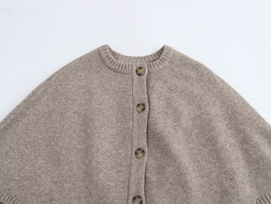 Abrigo Tejido Estilo Capa con Cuello Redondo Multiuso - Image 25